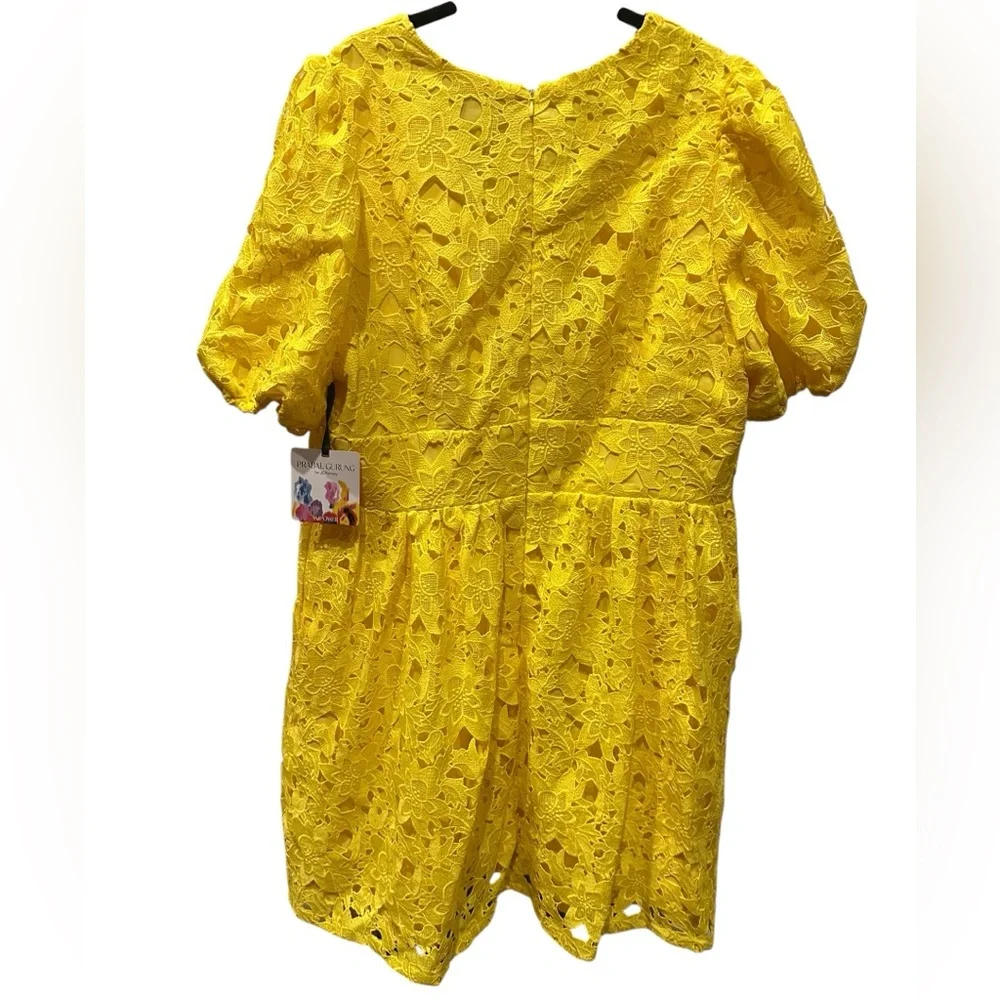 Prabal Gurung Bright Yellow mini dress plus size 20 - Picture 3 of 12